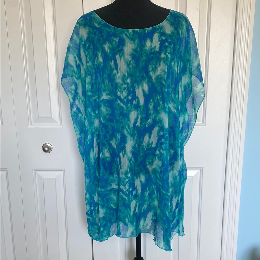Wave Zone Vibrant Blue and Green Large/XL Swim Cover Up